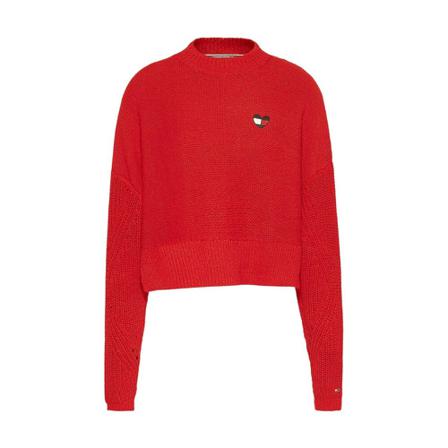 Tommy Hilfiger - Stickade Tröjor & Koftor - Röd - Dam - Storlek: S, Dam, Storlek: S