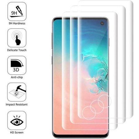 Skyddande film - VCOMP - Samsung Galaxy S10 6.1" - Paket med 3 - Härdat glas - Total skydd