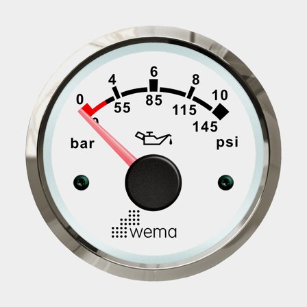 Oljetrycksmätare 10 bar vit Silverline