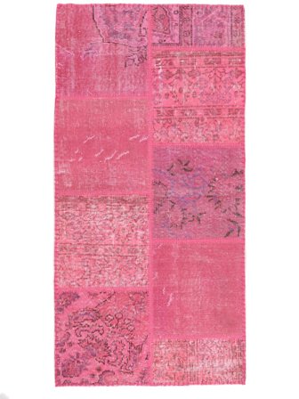 79X157 Tapis Patchwork Moderne Rouge/Rouge Foncé (Laine, Turquie) Carpetvista
