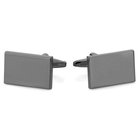 Ματ Μαύρα Gunmetal Ορθογώνια Μανικετόκουμπα for Men