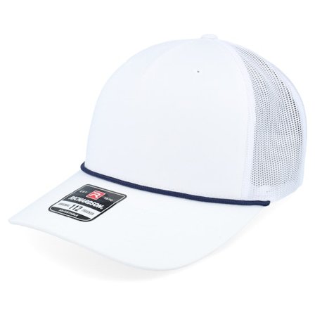 Richardson - Wit trucker Cap - Rope 112fpr Solid White/Navy Rope A-Frame Trucker @ Hatstore