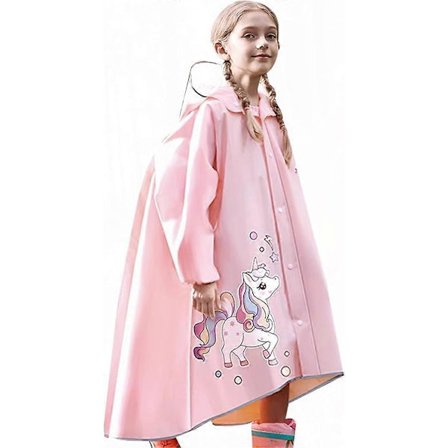 Regnponcho for barn, vanntett, gjenbrukbar, lett regnjakke, regntøy med skolesekkdeksel