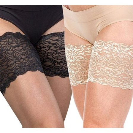 Elastiske anti-slid lårbånd i silikone, skridsikre blonde sokker, 2 par (D