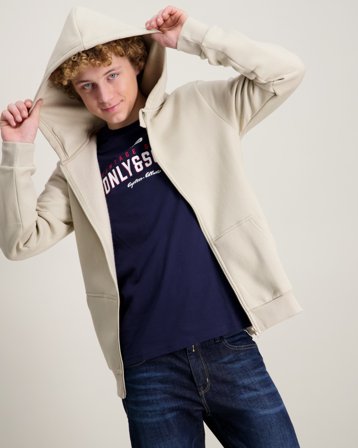 ONLY & SONS JUNIOR OSJCERES ZIP THR. HOODIE SWT Cremefarvet Hoodies/Hættetrøjer Dreng - Kids Brand Store