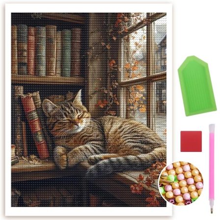 Katte & bogreoler Diamantmaleri Sæt Kunst Voksne Rund 5D DIY Diamantprikker Malerier Diamanter 5D Ædelstens Kunst og Håndværk Hjem Vægdekoration Gaver