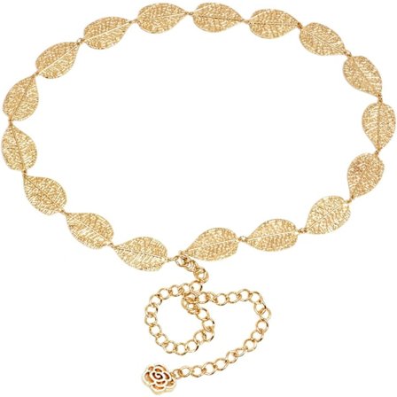 Dame Metal Blade Taljebånd Mode Skinny Belagt Justerbar Taljekæde Bælte til Kjole, Guld