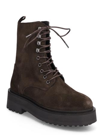 Cathy Suede Boot Shoes Boots Ankle Boots Laced Boots Ruskea Camilla Pihl