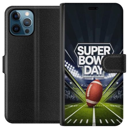 Yhteensopiva Lompakkokotelo Apple iPhone 12 Pro Super Bowl Day juliste, jossa amerikkalainen jalkapallo valaistuksella varustetulla areenalla dramaatt