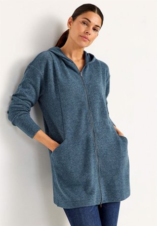 Cellbes of Sweden - Supermyk lang cardigan med lommer Beata i blå / melert for damer i størrelse 38/40