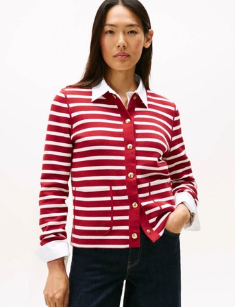 Tommy Hilfiger Co Jersey Reversible Ls Cardi - Red - XL