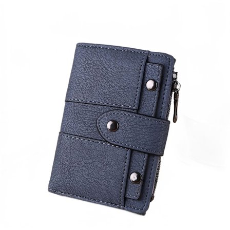 Studded Short Wallet for Holiday Gifts, Tight Security Women's Wallet (Blue)