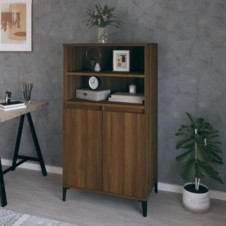 Vidaxl Förvaringsskåp Brun Ek 60x36x110 Cm Konstruerat Trä Brun