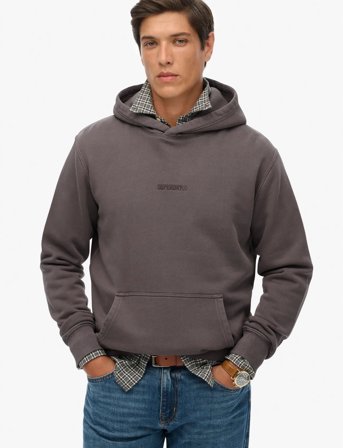 Superdry Micro Logo Hood - Grey - L