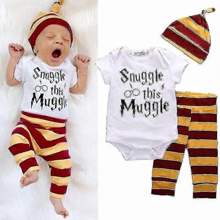 Harry Potter Baby 3-delat Set med Body, Byxor och Matchande Mössa [HK]
