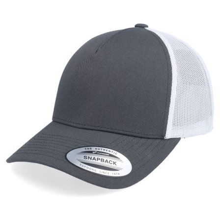 Yupoong - Grå trucker Keps - Retro 2-Tone Dark Grey/White A-Frame Trucker @ Hatstore