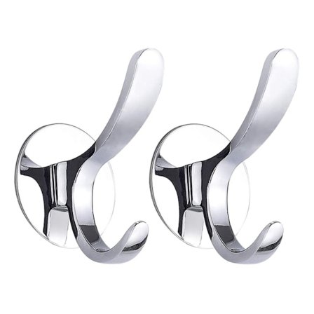 Krok för väggmontering, handdukskrok, polerat rostfritt stål, kappa, badrock, kökshandduk, hänger utan att skada väggen, silver, 2-pack