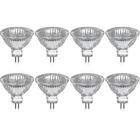 8-pakning GU5.3 MR16 35W 12V dimbar varmhvit 2800K, 400 lumen, med deksel