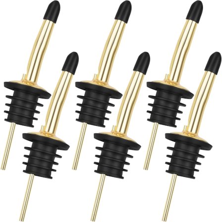 6-pakning Flaske Vinhellere Rustfritt Stål Kjegledyse Lekkasjesikker Fri Flyt Hellere Spritdispenser Drikke Hurtighellere med Støvhetter i Gummi