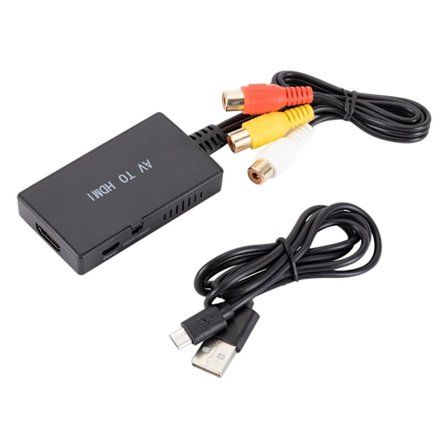 AV til HDMI-konverter, RCA til HDMI-adapter, RCA komposit CVBS 720p/1080p adapter, kompatibel med PAL/NTSC standarder