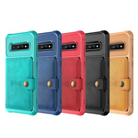 Samsung Galaxy S10 - Praktiskt Smart Skal Med Kortfack Grön