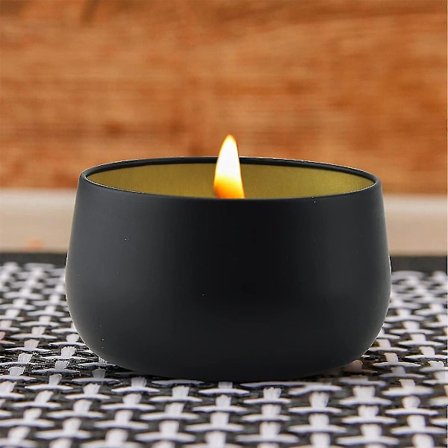 24 Pakker 8 Oz Sorte Stearinlys Doser, Metal Bulk Stearinlys Beholdere Stearinlys Glas Med Låg Og 32 Klistermærker