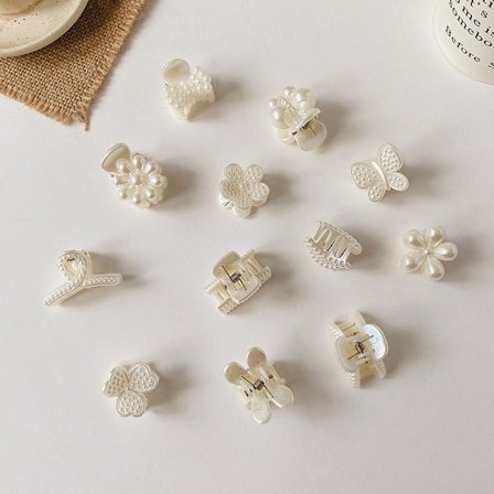 12 retro koreanska små pärlhårklämmor (12 modeller)