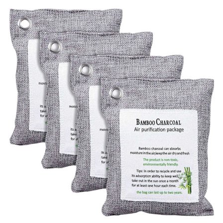 Aktiveret Bambuskulspose Lugtfjerner 200gx4, Luftrensende Poser, Bil, Skab, Sko