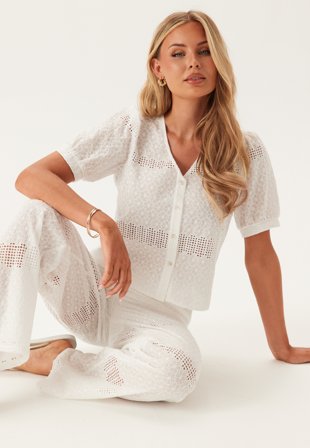 Pieces - Pctaya 2/4 Top - Cloud Dancer - Kläder - - Bubbleroom