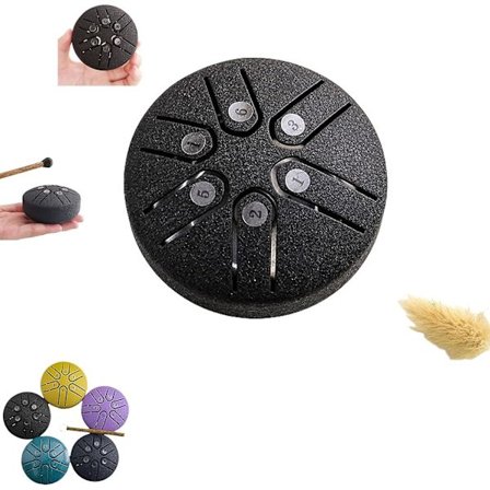Buddha Stones Mini Steel Tongue Drum 3 tuuman äänihoitokäyttöön tarkoitettu rumpusetti, Mini Handpan-rumpu, 6 nuotin huolettomuus rumpu, Eteerinen 