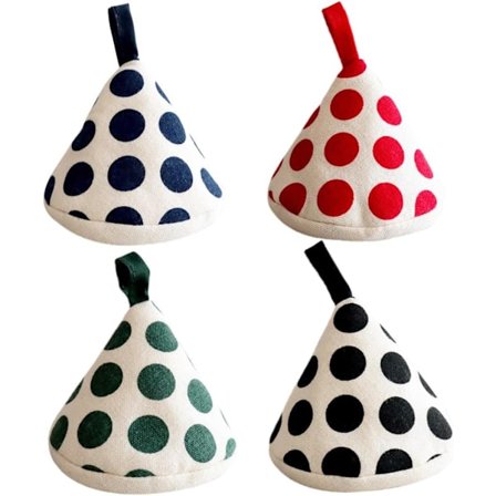 Polka Dot Grytehåndtak Beskyttelse 4-Pakning - Varmebestandige Silikongrep for Lokk & Knotter i Blå, Rød, Grønn, Svart