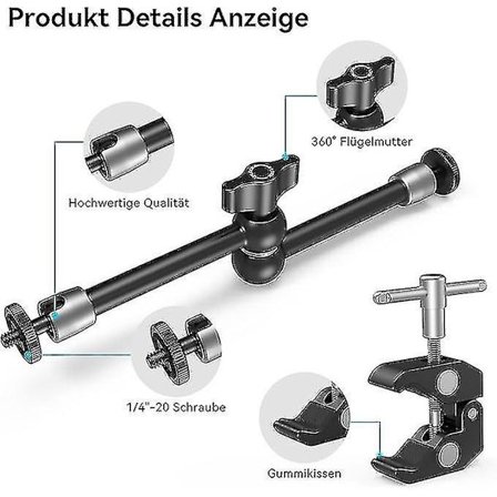 Smallrig 10 tum Magic Arm med Super Clamp Stort Krabba Tångklämma för Monitor LED-ljus - Kbum2732