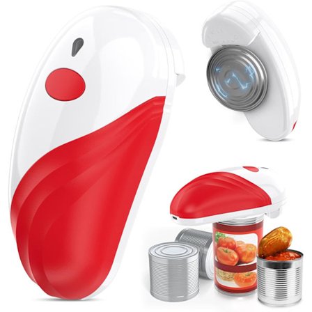 Elektrisk dåseåbner, ideel til seniorer med gigt, automatisk et-tryks dåseåbner, genopladelig og håndfri, med glatte kanter.