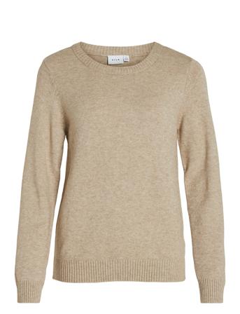 Viril O-Neck L/S Knit Top - Noos Beige Vila