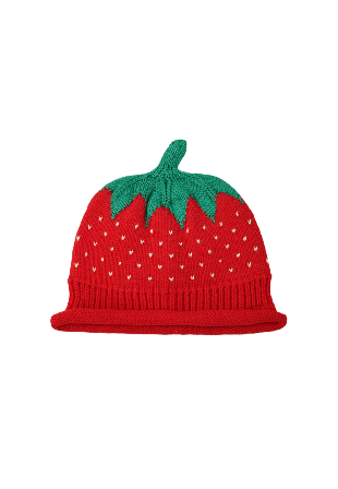 RIKIKI Stickad jordgubbsmössa STRAWBERRY Mössor Röd 46/48