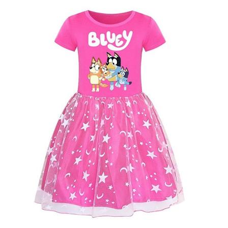 3-10-vuotiaiden tyttöjen Bingo Bluey -kuvioinen prinsessamekko, hame, syntymäpäiväjuhlat, cosplay, naamiaisasu, Tutu [HK] Rose Red 9-10 Years