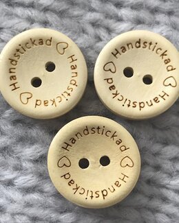 Träknapp Handstickad 20 mm ljust trä