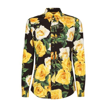 Dolce & Gabbana, Eden Floral Shirt Geel, Heren, Maat:M
