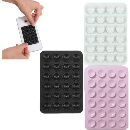 ING Sugekopp Telefonklistremerke 3 Stykker Silikon Sugekopp Telefonholder Selvklebende Dashbordputer Sugekopp Mobiltelefonholder og Hvit Svart