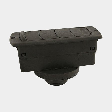 Bocchetta d’aria per sbrinatore / riscaldamento passaggio, 45°, 134 x 52 mm, Ø55 mm. 45°, plastica, nero