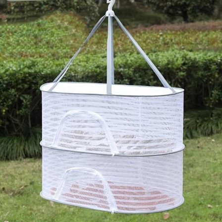 Tørrenet til planter, 2-lags sammenklappelig hængende tørrenet med