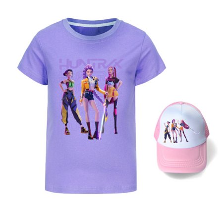 Kpop Demon Hunters Barn Kortärmad T-shirt + Hatt