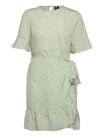 Vmhenna 2/4 O-Neck Short Dress Green Vero Moda