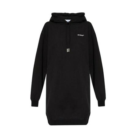 Off White Long hoodie with logo Sort, Dame