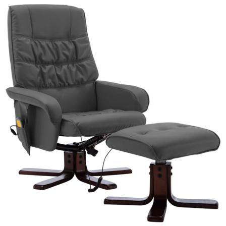 Vidaxl Massagefåtölj Med Fotpall Grå Konstläder Grå