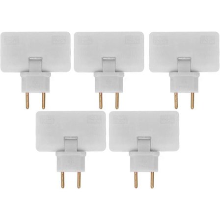 5 stk. fladt stik trådløs stikkontakt 180 graders rotation 1 til 3 EU-stikadapter 110-250V til placering bag møbler.