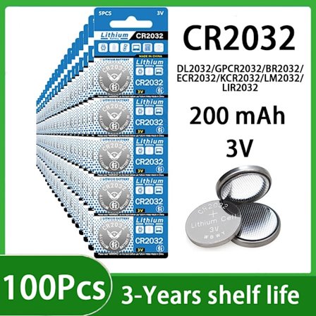5-100PK CR2032 Møntcelle CR 2032 DL2032 BR2032 KCR2032 Batteri Bilfjernbetjening Legetøj Møntcelleelektronik