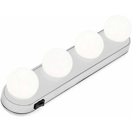 Bærbar kosmetisk speil, speillys, 4 pærer Hollywood LED-lyssett for kosmetisk speil KLB