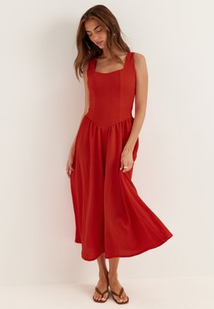 BUBBLEROOM - Soft Structure Dress - Red