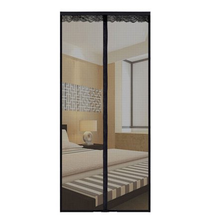 Myggnät (100x220cm) Svart Magnetisk Dörr Automatisk Stängning Cu